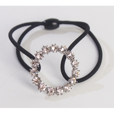 Round shape alloy and crystal nylon hair bands for women